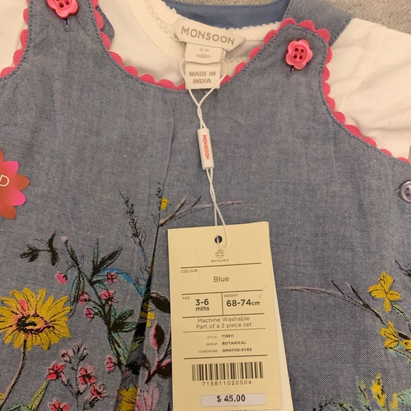 Monsoon baby girls 3-6 months matching set dress - Picture 6 of 6